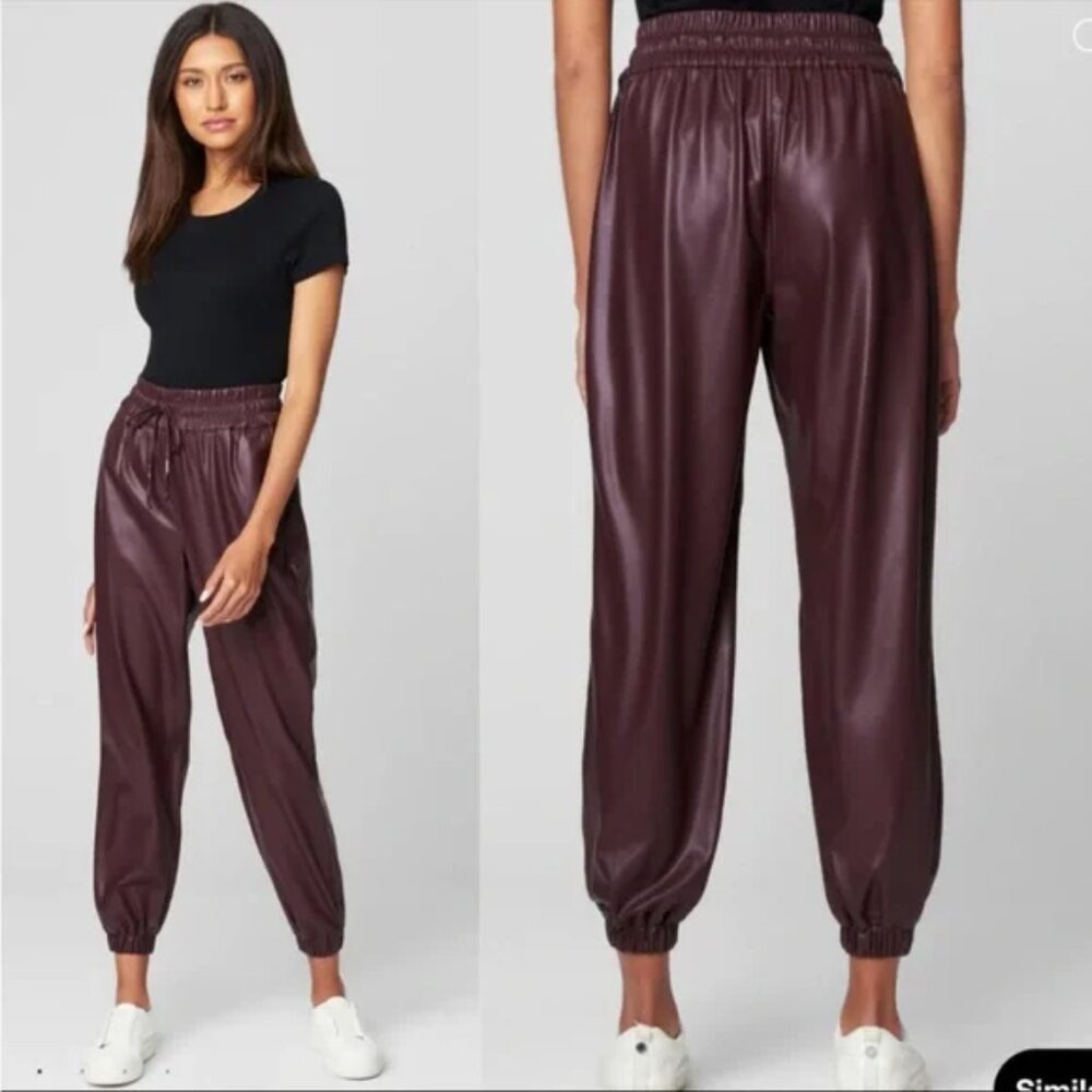 New Blank NYC Faux Leather Drawstring Jogger Color Grape Shake Size S